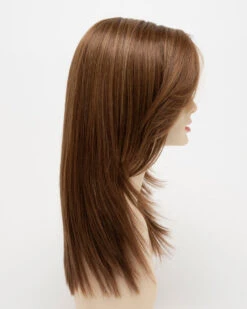 Ava Wig By Envy | Mono Part | Human Hair | Synthetic Blend -Envy Sales AvaRightSide CreamedCoffee