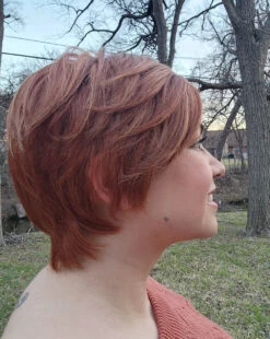 Billie Wig By Envy | Human Hair/Synthetic Blend -Envy Sales BilliebyEnvyLighterRed3Side