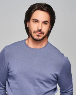 Sharp Men's Wig By HIM | Mono Top | Human Hair Blend -Envy Sales HIM Sharp Model2 OutoftheBox Front3