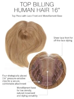 Top Billing 16" Human Hair Topper By Raquel Welch | Mono Top -Envy Sales TopBilling16inHH cap construction